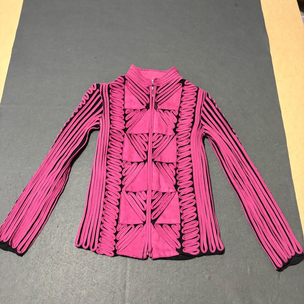Andrea Ros Soutache Mesh Jacket Womens 4 Pink Avant Garde Designer Arty Core
